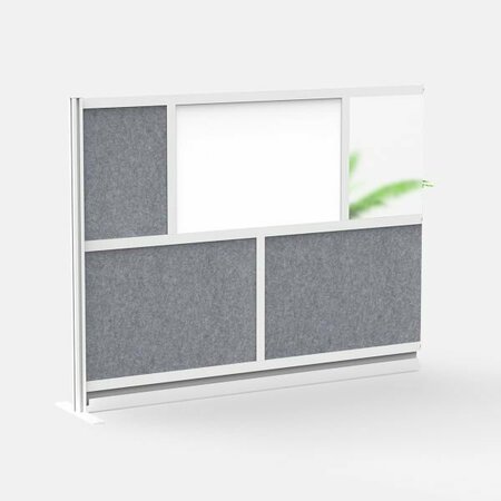 LUXOR Modular Room Divider Wall System - 70in. x 48in. Add-On Wall - Silver Frame, Whiteboard MW-7048-XWCG